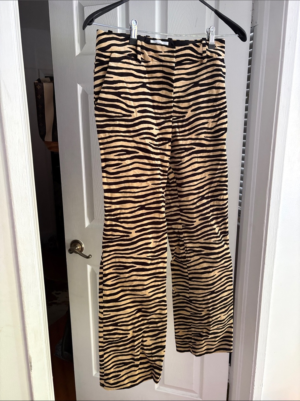 Paco Rabanne Zebra-Print Straight Leg Pants in Tan and Black